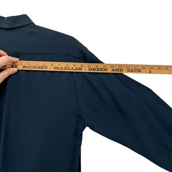 Vintage Equilibrio Mens M Blue Button Down Casual Blue Pocket Woven EUC - Picture 10 of 10